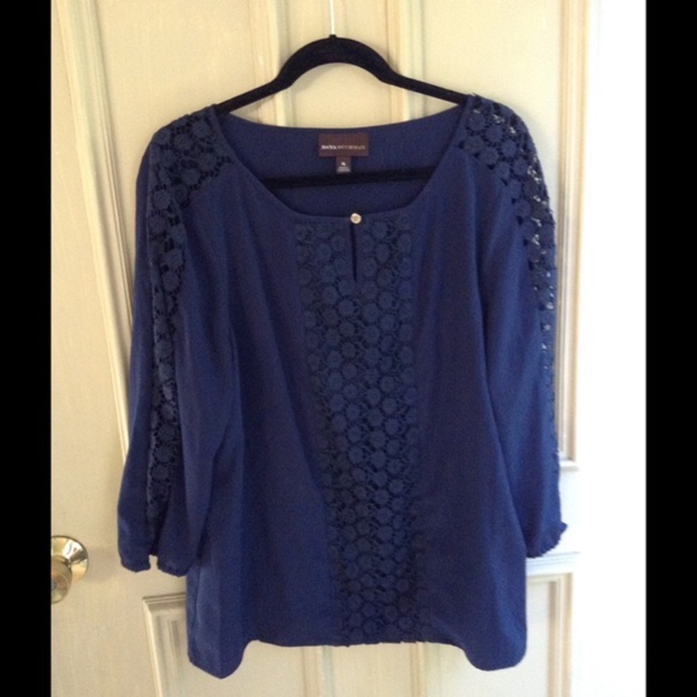 Dana Buchman navy blouse Sz XL (A16)